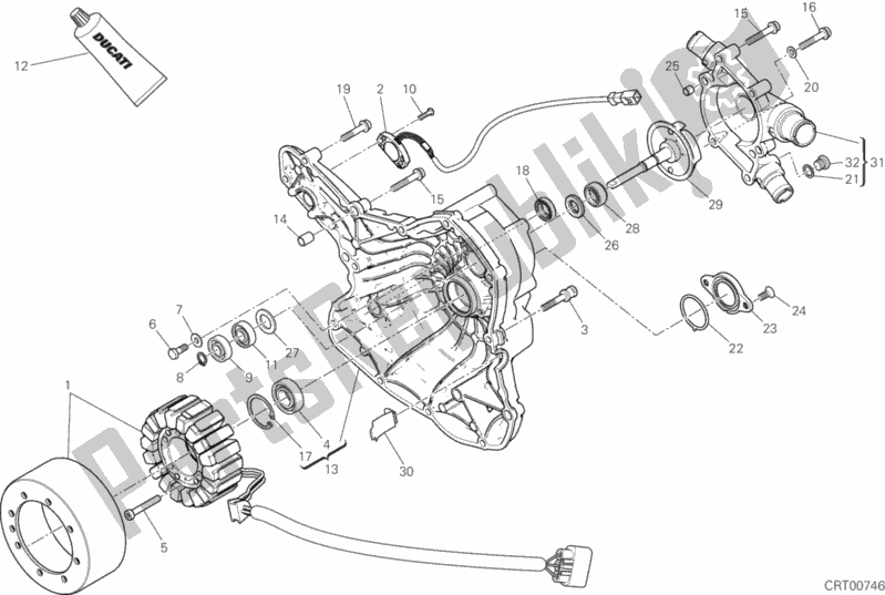 Alle onderdelen voor de Waterpomp-altr-zijde Crnkcse Deksel van de Ducati Monster 1200 USA 2018